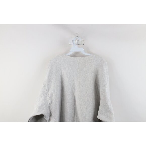 Vtg 90s Champion Reverse Weave Mens Large OMG Roofing Crewneck Sweatshirt Gray - Picture 11 of 12